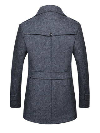 Men's wool zipper autumn and winter double collar coat