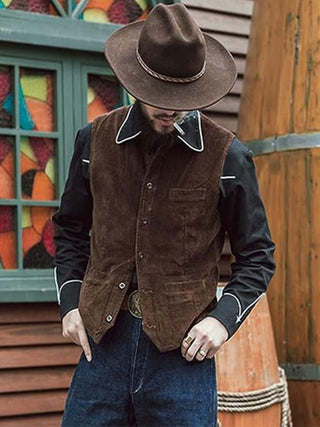 Men's solid color casual vest V-neck slim retro vest