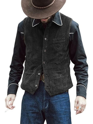 Men's solid color casual vest V-neck slim retro vest