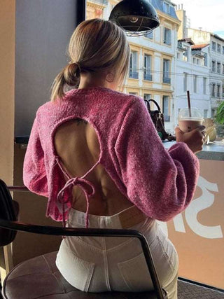 Backless Strappy Sweater Top for Women