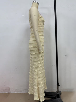 slim it tube top hip-hugging light yellow dress