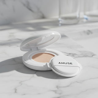 AMUSE Ceramic Skin Perfector Cushion Set (15g + 15g Refill) – K-Beauty SPF 40 PA++ Full Coverage Foundation – Long-Lasting, Semi-Matte Finish (4 Colors)