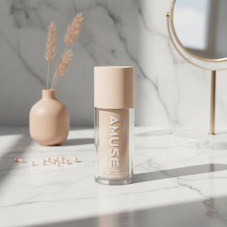 AMUSE Dew Wear Liquid Foundation (35ml) – SPF 50+ PA++++ K-Beauty Hydrating Glow Formula – Sheer-to-Medium Coverage for Dewy Skin (4 Luminous Colors)