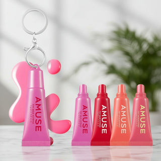 AMUSE Tint Balm Keyring (6g) – K-Beauty Portable Lip Moisturizer with Sheer Color – Hydrating Vegan Formula & Cute Keychain Design (5 Essential Colors)