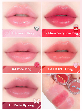 Product imagAMUSE Ring Lip Balm (0.9g) – K-Beauty Ultra-Portable Lip Moisturizer with Sheer Color – Hydrating Vegan Formula & Tiny Ring Design (5 Trendy Colors)e
