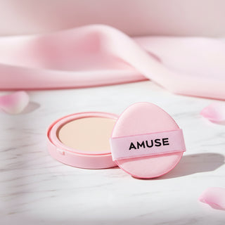 AMUSE Dew Power Vegan Cushion Refill (15g) – K-Beauty SPF 50+ PA++++ Max Protection Foundation – High Adherence, Long-Lasting Dewy Finish (4 Colors)