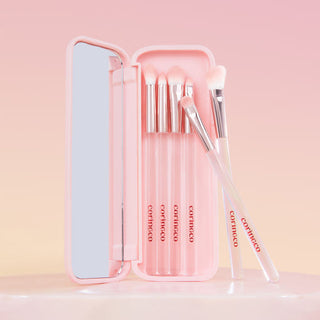 CORINGCO Pink Pocket Eye Brush Set 6P - Travel-Friendly Professional Makeup Kit
