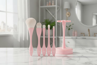 CORINGCO Egg Holder Brush Set 5P - Travel-Friendly Soft Bristle Makeup Kit1