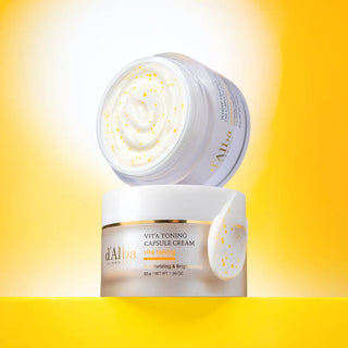 d'Alba Vita Toning Capsule Cream 55g | Vitamin-Infused Brightening Moisturizer | Tone-Up & Anti-Dullness Face Cream | Daily Radiance Booster | K-Beauty Skincare