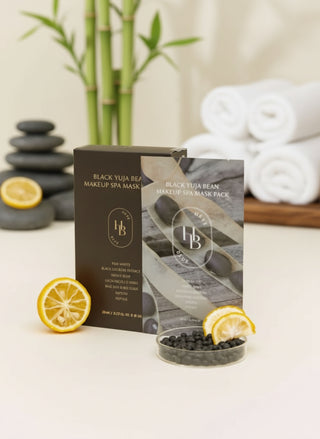 HEVEBLUE Black Yuja Bean Makeup Spa Mask Pack (10 Sheets x 23ml) | Hydrating & Brightening