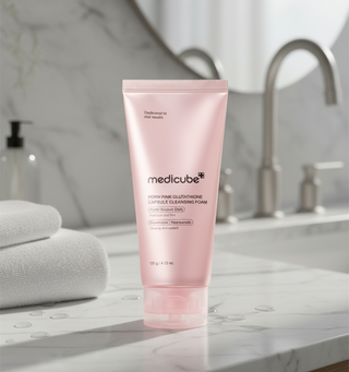 MEDICUBE PDRN Pink Glutathione Capsule Cleansing Foam (120g) | K-Beauty Brightening & Anti-Aging Face Wash | Enriched with PDRN, Glutathione, & Niacinamide | Deep Cleanse & Radiance
