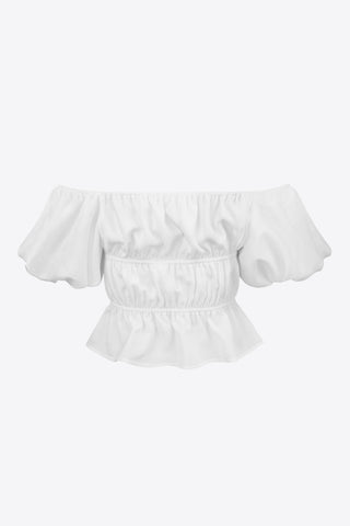 Square Neck Balloon Sleeve Cropped Blouse