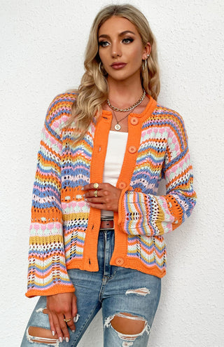 Women's Rainbow Knitted Cardigan