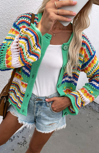 Women's Rainbow Knitted Cardigan