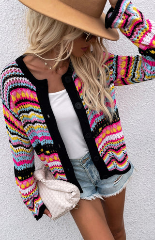Women's Rainbow Knitted Cardigan