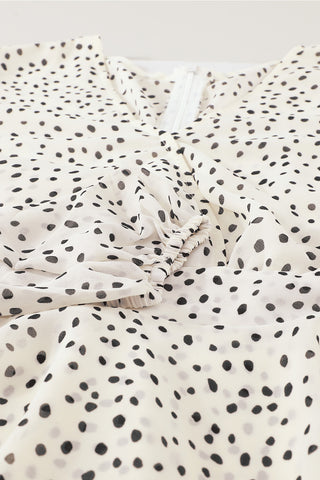 Tied Polka Dot Balloon Sleeve Layered Dress for Women