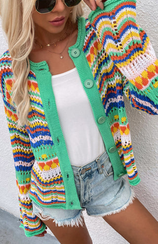 Women's Rainbow Knitted Cardigan