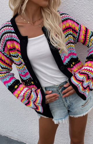 Women's Rainbow Knitted Cardigan