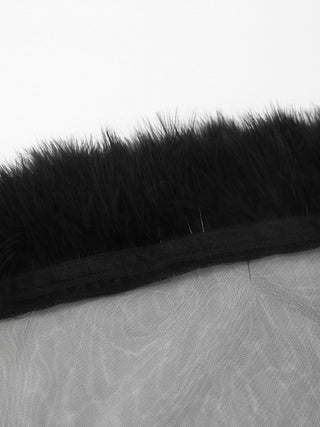 Closer Look of Black Feather Mesh Nightgown for Women 