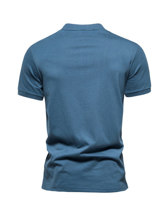 Men's Cotton V Neck Zipper Short Sleeve T-Shirt