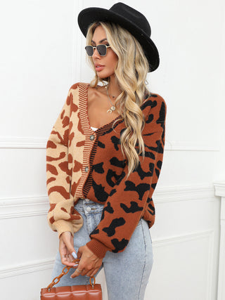 Leopard Oversized Knit Cardigan for Women