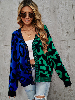 Leopard Oversized Knit Cardigan for Women