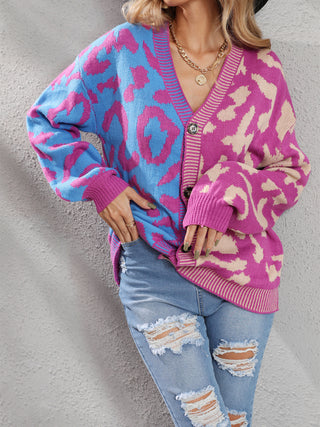 Leopard Oversized Knit Cardigan for Women