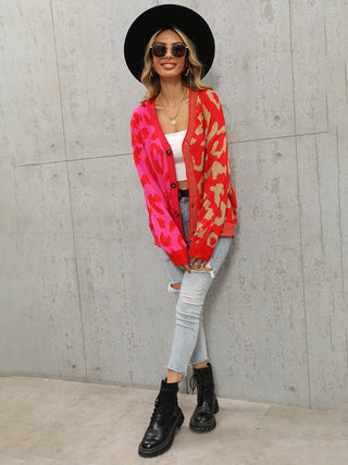 Leopard Oversized Knit Cardigan for Women