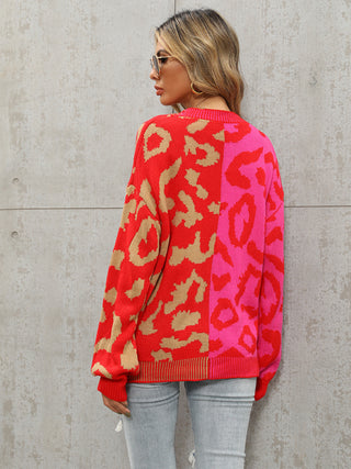 Leopard Oversized Knit Cardigan for Women