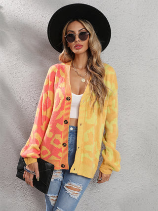 Leopard Oversized Knit Cardigan for Women