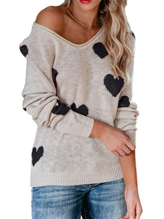 V Neck Knit Pullover Sweater for Women