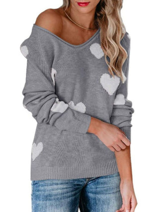 V Neck Knit Pullover Sweater for Women