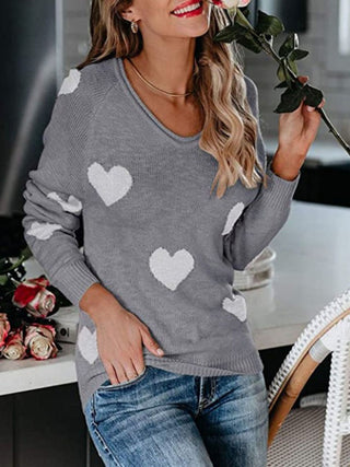 V Neck Knit Pullover Sweater for Women
