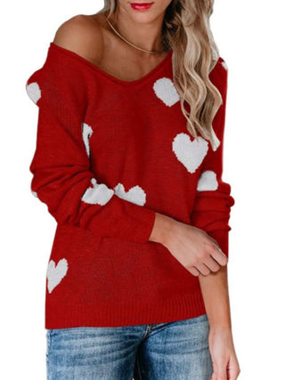 V Neck Knit Pullover Sweater for Women