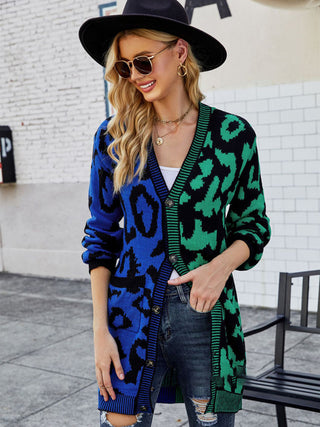 Leopard Print Knit Cardigan for Women