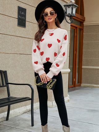 Cracker Khaki Heart Pullover Sweater for Women