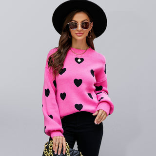 Rose Heart Pullover Sweater for Women