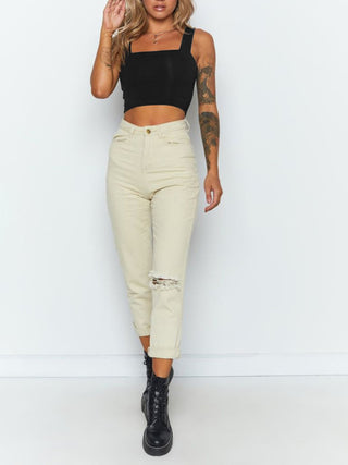 Women's Solid Color Sleeveless Cotton Blend Crop Top