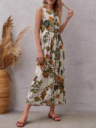 New holiday style skirt women's fashion print sleeveless dress