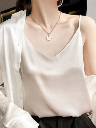 Women's Satin V-neck Camisole Top / Shirt / Blouse