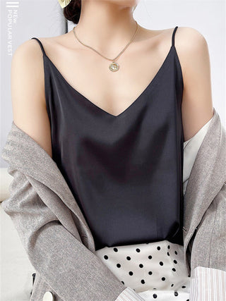 Women's Satin V-neck Camisole Top / Shirt / Blouse