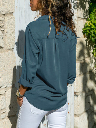 New Ladies Shirt Lapel Long Sleeve Shirt Ladies The new women's blouse Lapel Long Sleeve