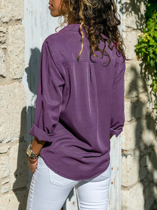 New Ladies Shirt Lapel Long Sleeve Shirt Ladies The new women's blouse Lapel Long Sleeve