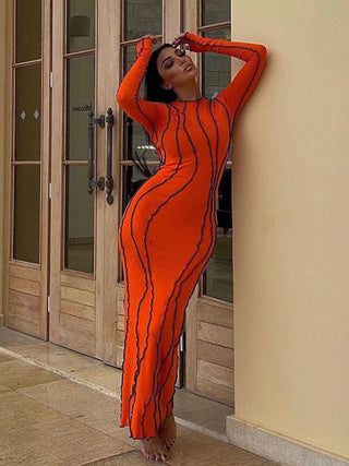 Women's Stylish Round Neck Dress with Pit Strip