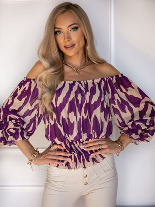 Women's Printed Off The Shoulder Top