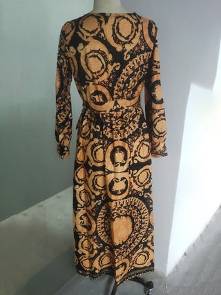 Women's Print Long Sleeve Wrap Maxi Dress