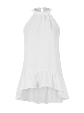 Women's Solid Color Halter-Neck Ruffled Dress