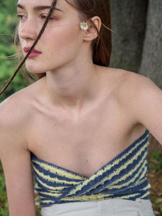 Women's Vacation Sexy Striped Sweater Knit Bandeau Tank Top