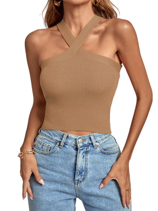 Women's Cross Strap Knitted Backless Tube Sweater