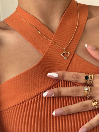 Women's Cross Strap Knitted Backless Tube Sweater